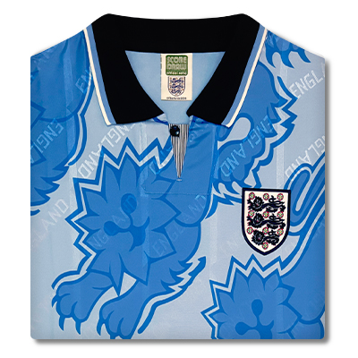 Light blue soccer jersey featuring a lion design and England crest